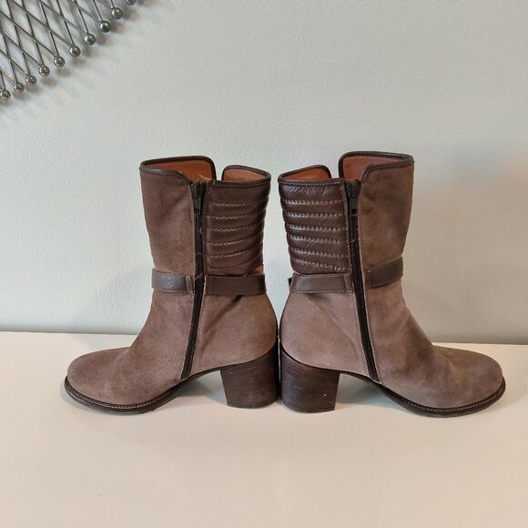 Napoleoni  Brown Suede And Leather Boots Made in Italy Size  37 - Picture 3 of 9